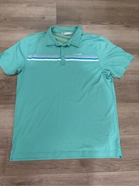 Travis Mathew Mint Green Polo with Chest Stripes